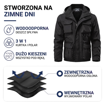Wodoszczelna kurtka trekkingowa męska 3w1 z polarem