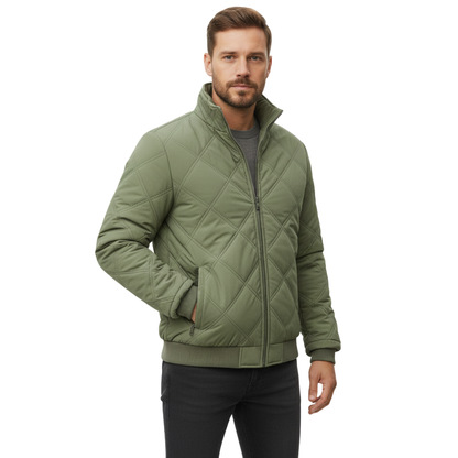 Ocieplana kurtka pikowana męska ze stójką i pikowaniem w romb