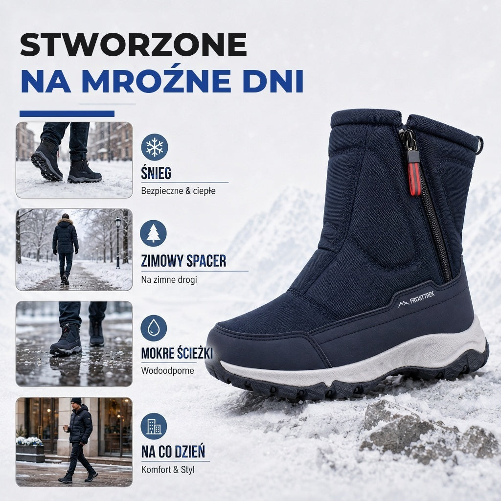 Buty zimowe damskie - Wodoodporne z tkaniny Oxford - Ocieplane