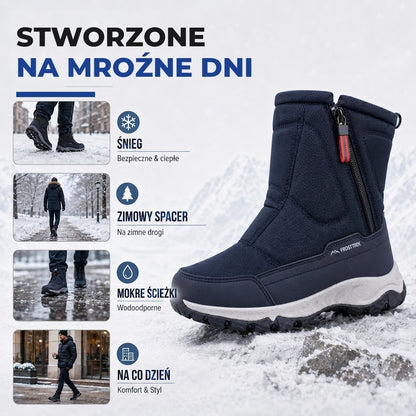 Buty zimowe damskie - Wodoodporne z tkaniny Oxford - Ocieplane