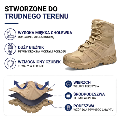 Buty taktyczne męskie z wysoką cholewką i grubym bieżnikiem