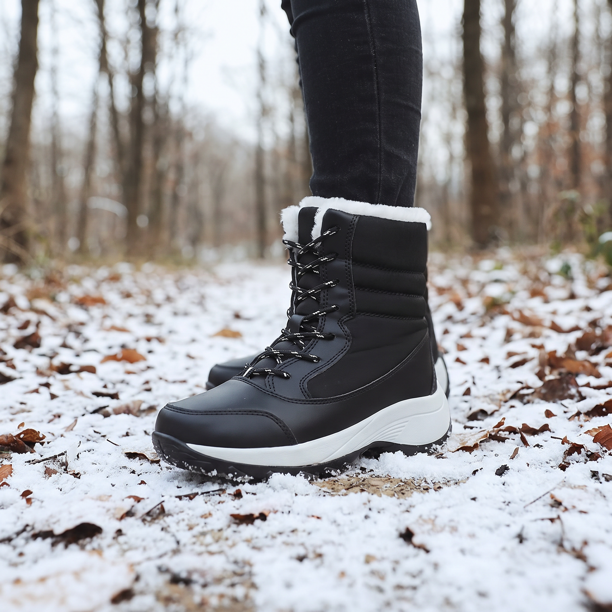 Buty zimowe damskie na platformie, wodoodporne