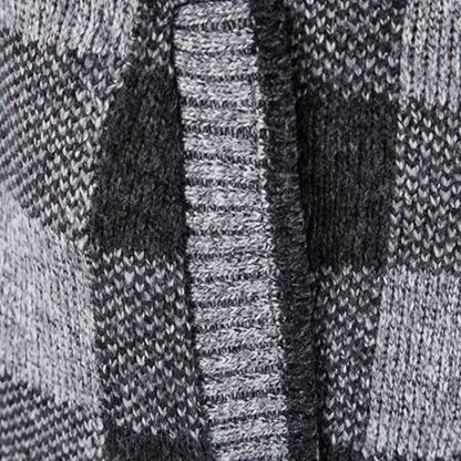Rozpinana bluza męska z kapturem w kratę z polarową podszewką