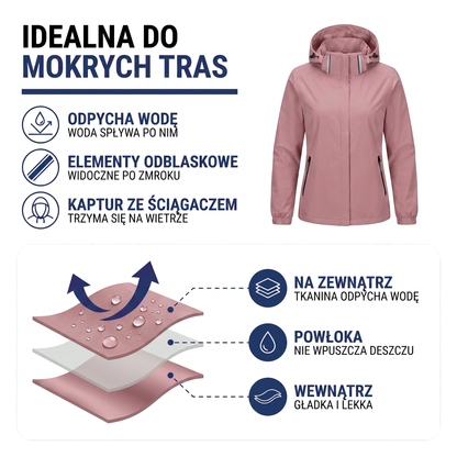 Kurtka rowerowa damska odporna na wodę, z kapturem