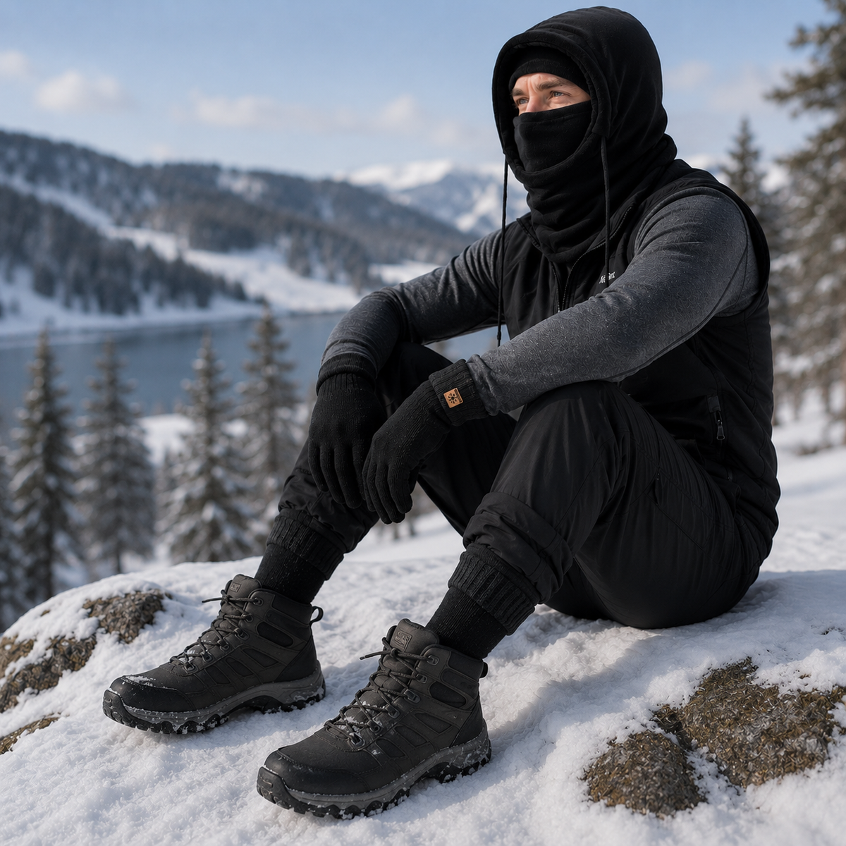 Kominiarka z polaru w zestawie z rękawiczkami i skarpetami