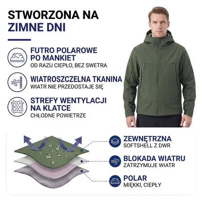 Kurtka jesienna męska z polarową podszewką i kapturem