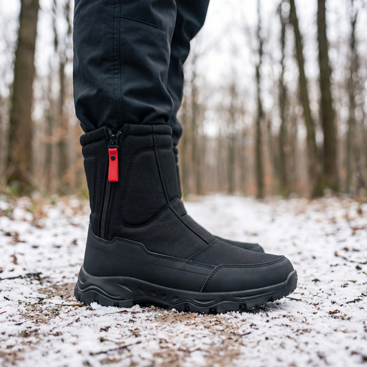 Wodoodporne buty zimowe męskie z zamkiem błyskawicznym