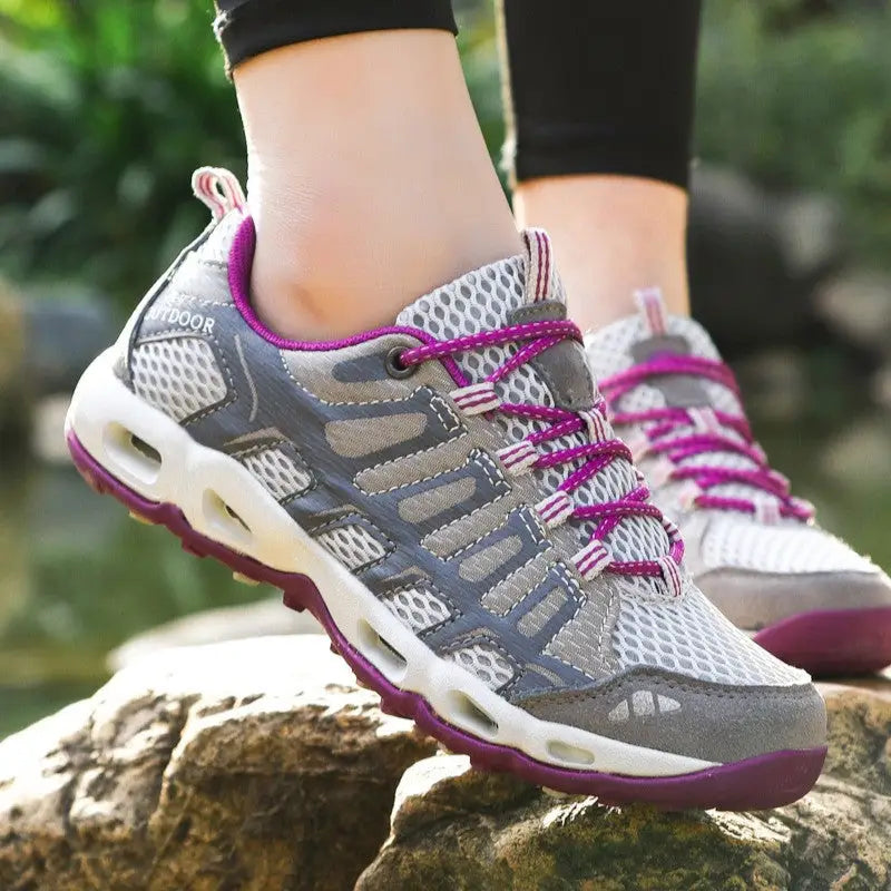 Letnie buty trekkingowe damskie z przewiewną siateczką
