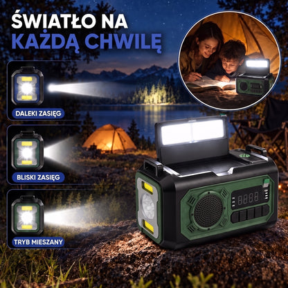 Radio awaryjne latarka z trzema trybami i lampka do czytania nocą