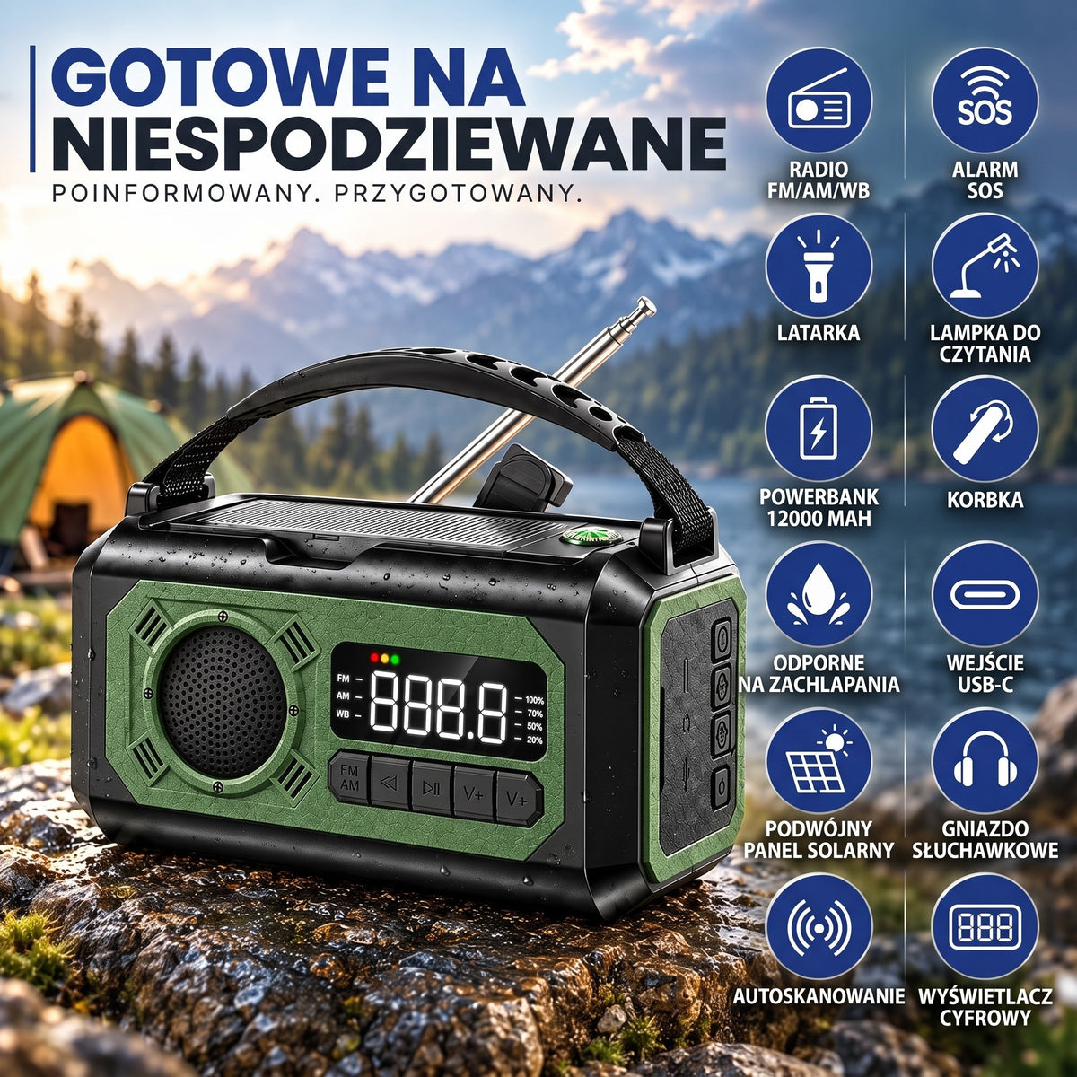 Radio awaryjne dwanaście funkcji w jednym urządzeniu