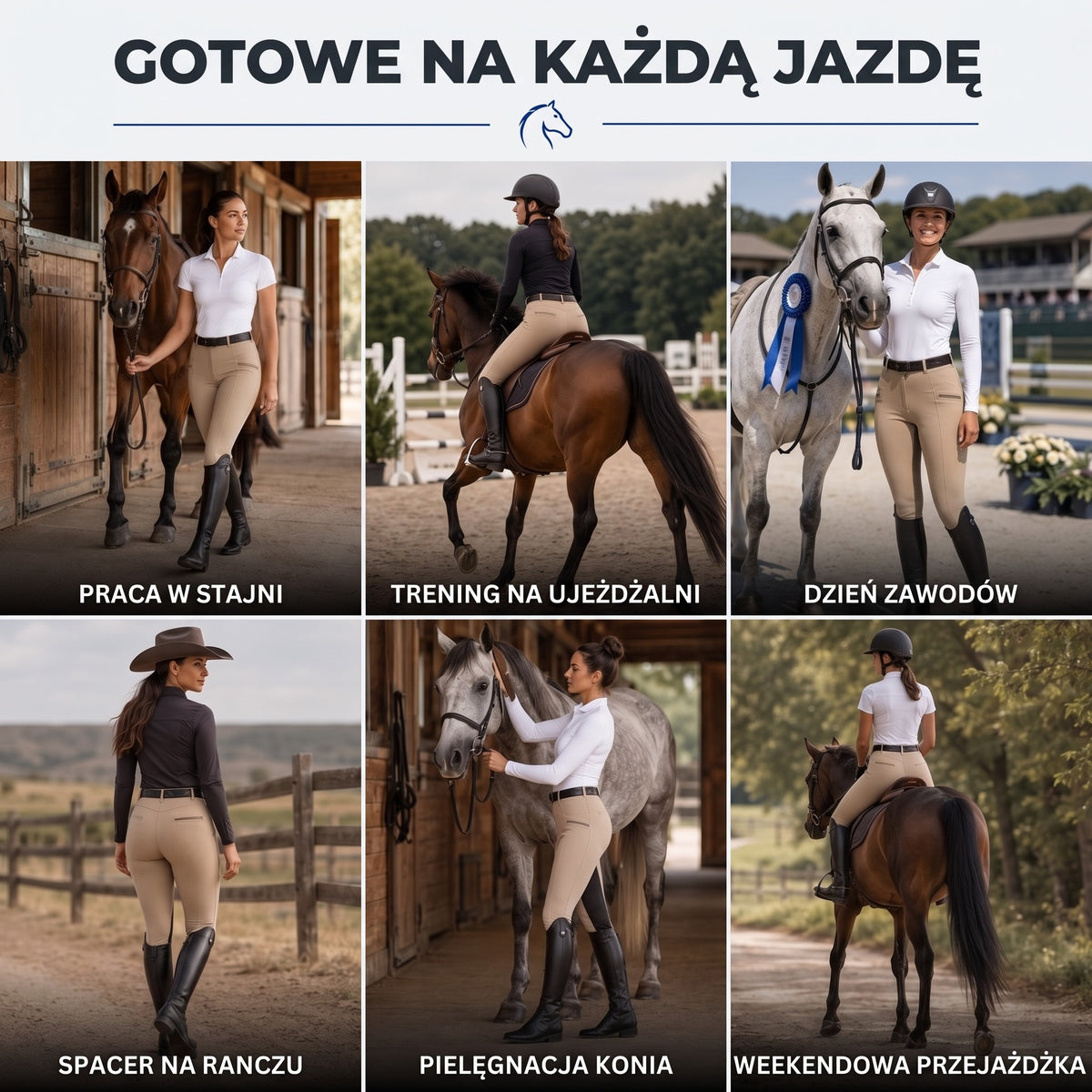 Bryczesy damskie w użyciu: stajnia, trening, zawody i przejażdżka