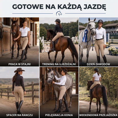 Bryczesy damskie w użyciu: stajnia, trening, zawody i przejażdżka