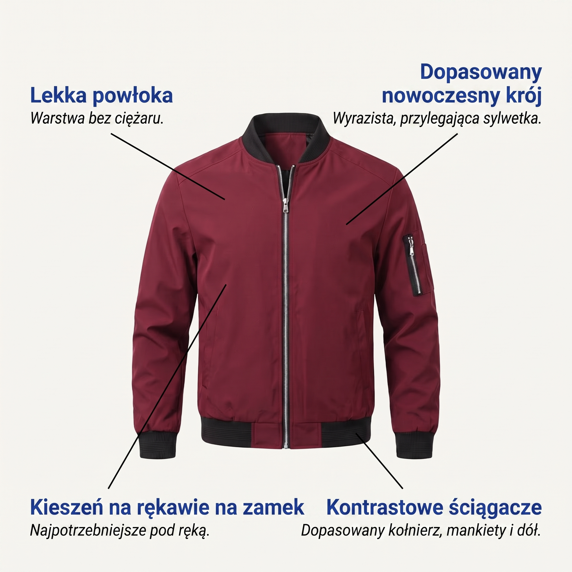 kurtka bomberka - infografika produktu
