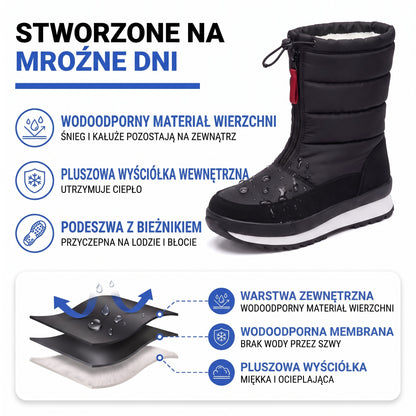 Śniegowce damskie ocieplane - Wodoodporne - Średniowysoka cholewka
