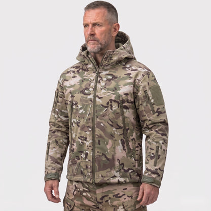 Kurtka Softshell Męska Moro – Moro OCP, na modelu, widok z przodu