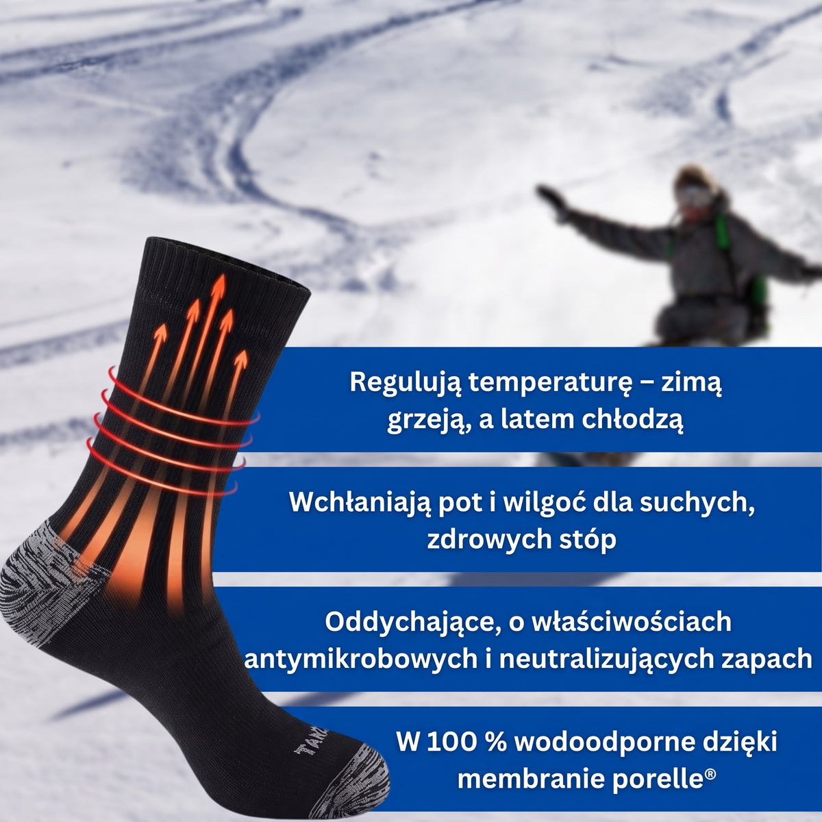 Skarpeta nieprzemakalna – termoregulacja, oddychająca, z membraną