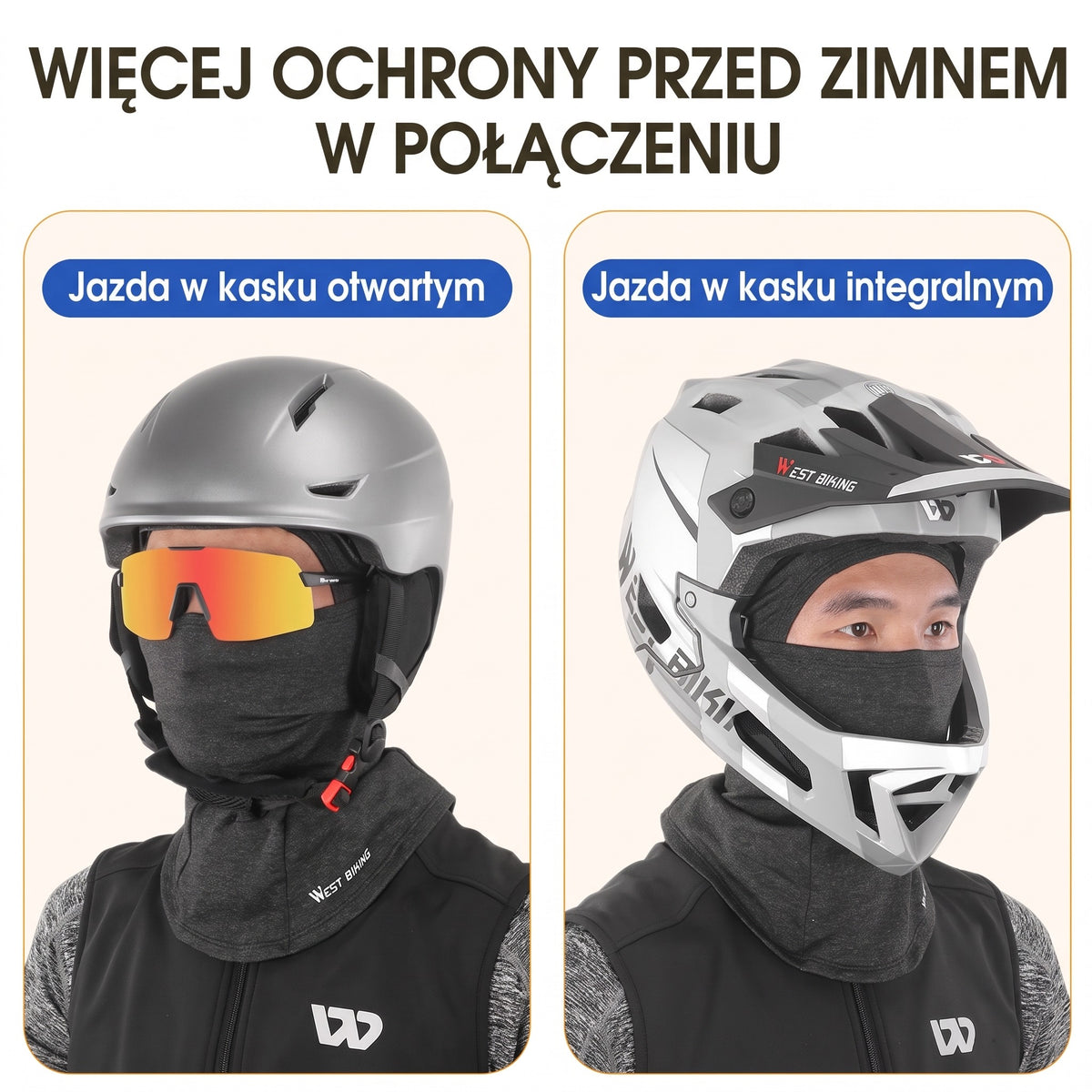 Kominiarka balaclava pod kaskiem otwartym i integralnym – więcej ochrony przed zimnem