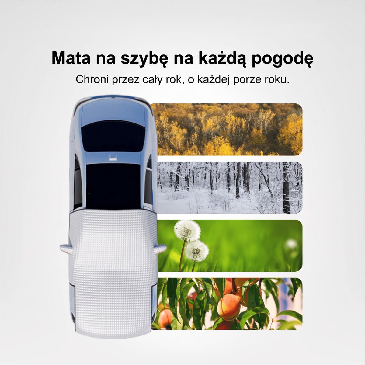 Mata na szybę na każdą pogodę na samochodzie z góry – chroni o każdej porze roku