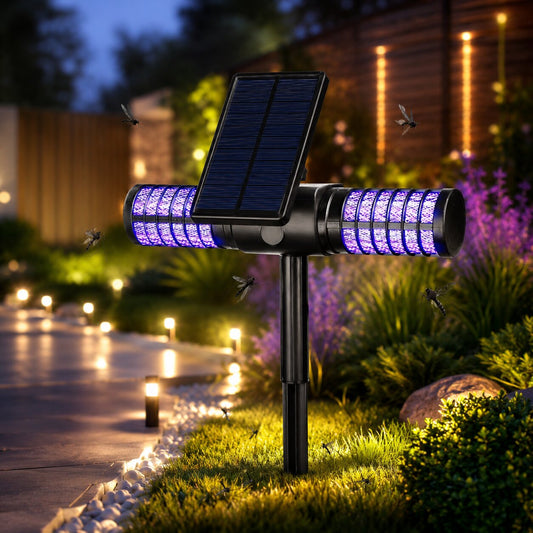 Solarna Lampa na Komary Zewnętrzna - Lampa Owadobójcza ze Szpikulcem - Wodoodporna UV