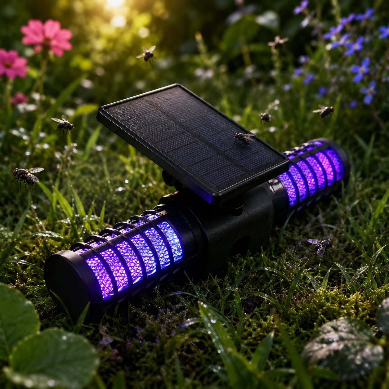 Solarna Lampa na Komary Zewnętrzna - Lampa Owadobójcza ze Szpikulcem - Wodoodporna UV