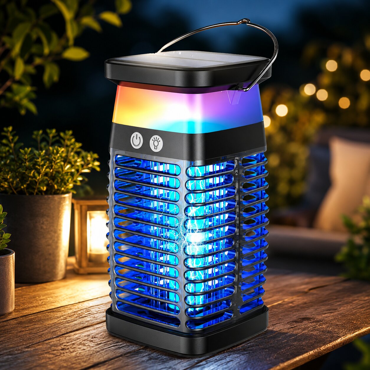 Solarna Lampa na Komary - Elektryczna Lampa Owadobójcza - Latarnia Kempingowa