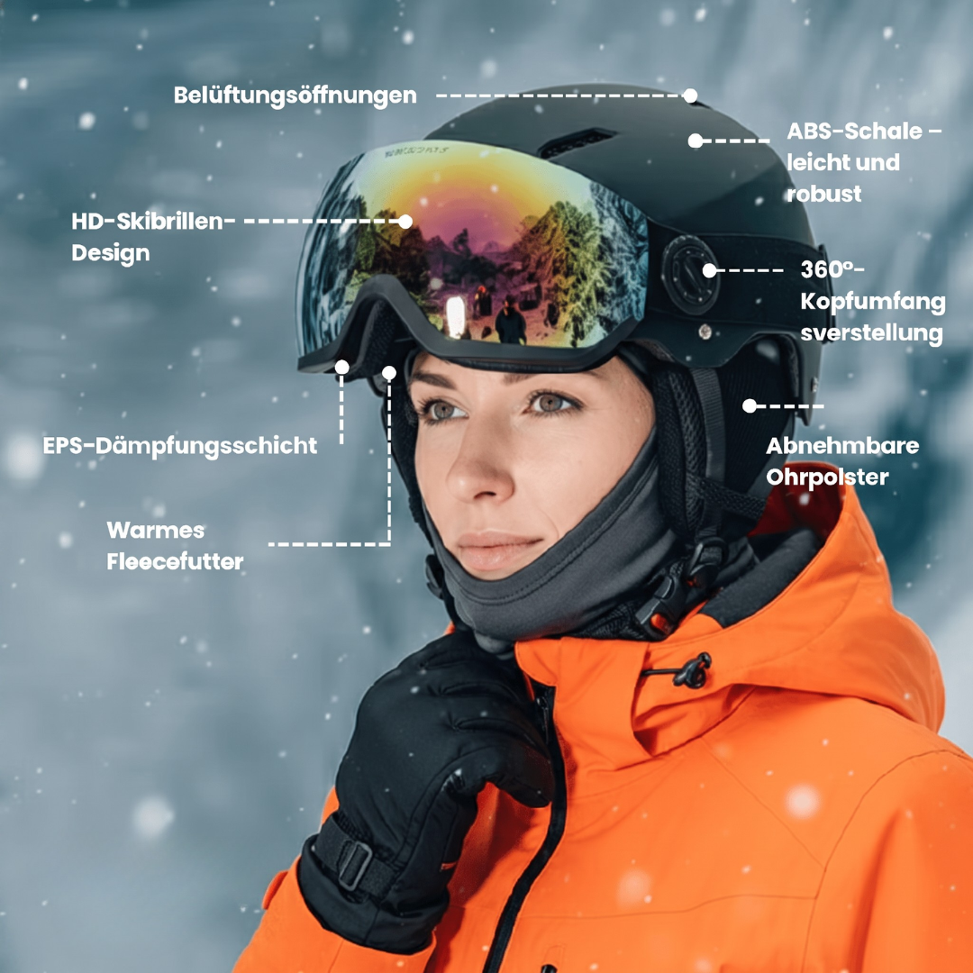 Kask narciarski z wizjerem i skorupą ABS